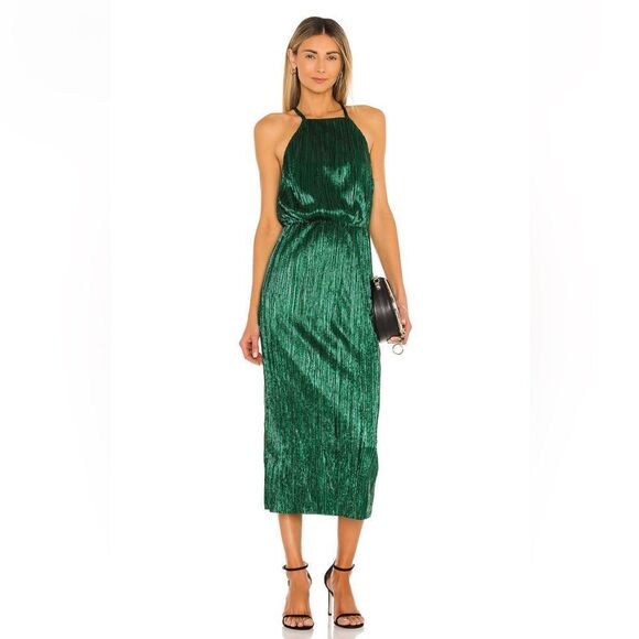 NWT House of Harlow 1960 × REVOLVE Farrah Dress in Emerald Green - Picture 3 of 10